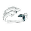 Thumbnail Image 1 of 1/20 CT. T.W. Enhanced Blue Diamond Dolphin Open Ring in Sterling Silver