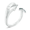 Thumbnail Image 1 of 1/20 CT. T.W. Enhanced Blue Diamond Dolphin Open Ring in Sterling Silver