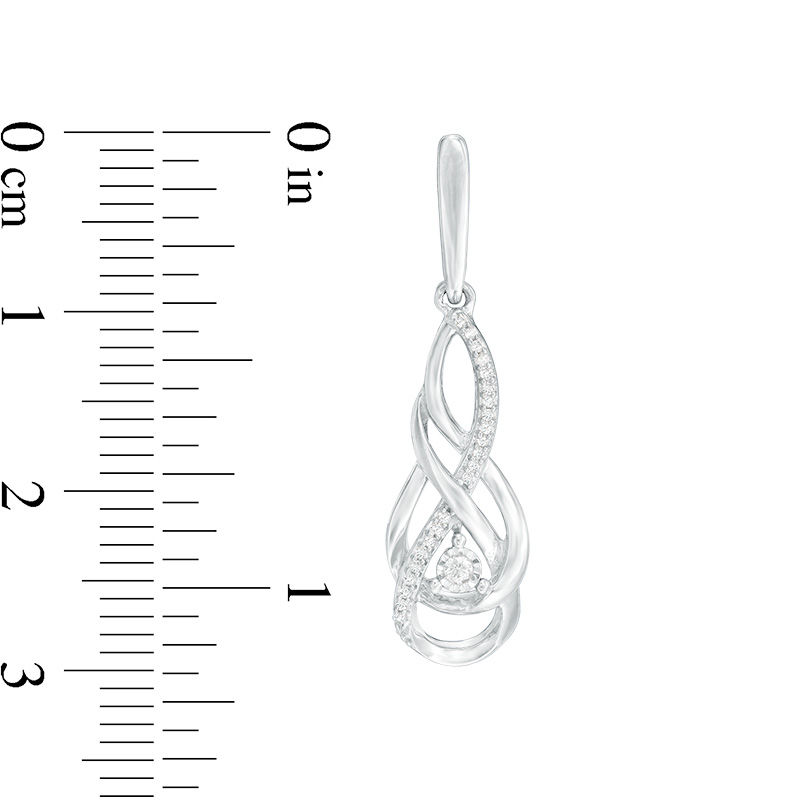 Main Image 2 of 1/10 CT. T.W. Diamond Twist Flame Drop Earrings in Sterling Silver