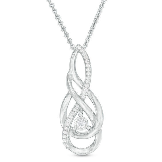 1/10 CT. T.w. Diamond Twist Flame Pendant in Sterling Silver