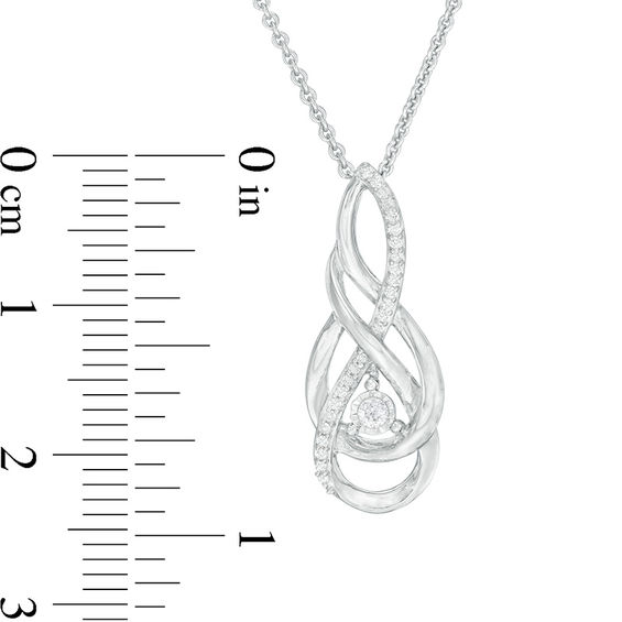 1/10 CT. T.w. Diamond Twist Flame Pendant in Sterling Silver