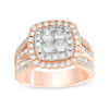 Thumbnail Image 1 of 2 CT. T.W. Quad Princess-Cut Diamond Double Frame Multi-Row Engagement Ring in 14K Two-Tone Gold