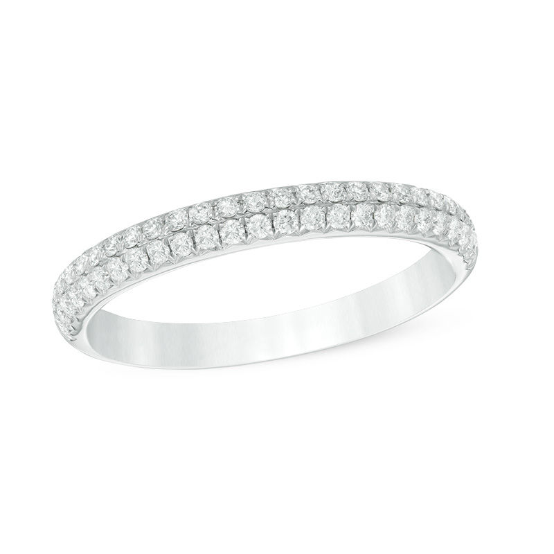 1/3 CT. T.W. Diamond Double Row Anniversary Band in 14K White Gold