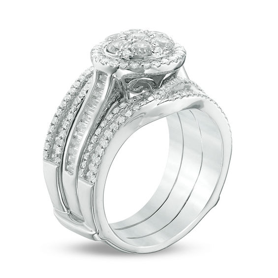 2 CT. T.w. Composite Diamond Frame Bridal Set in 14K White Gold