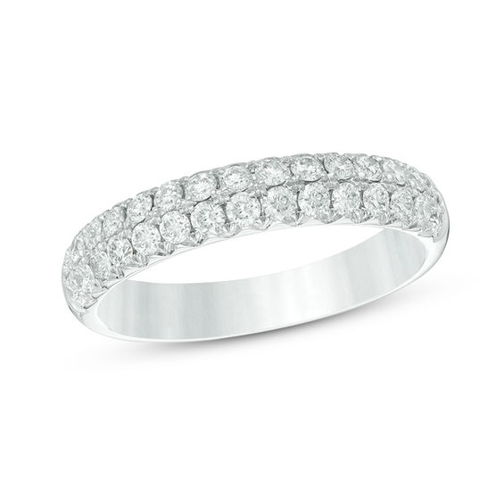 5/8 CT. T.w. Diamond Double Row Anniversary Band in 14K White Gold
