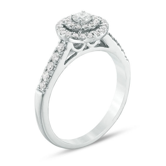 1/2 CT. T.w. Diamond Double Frame Engagement Ring in 14K White Gold