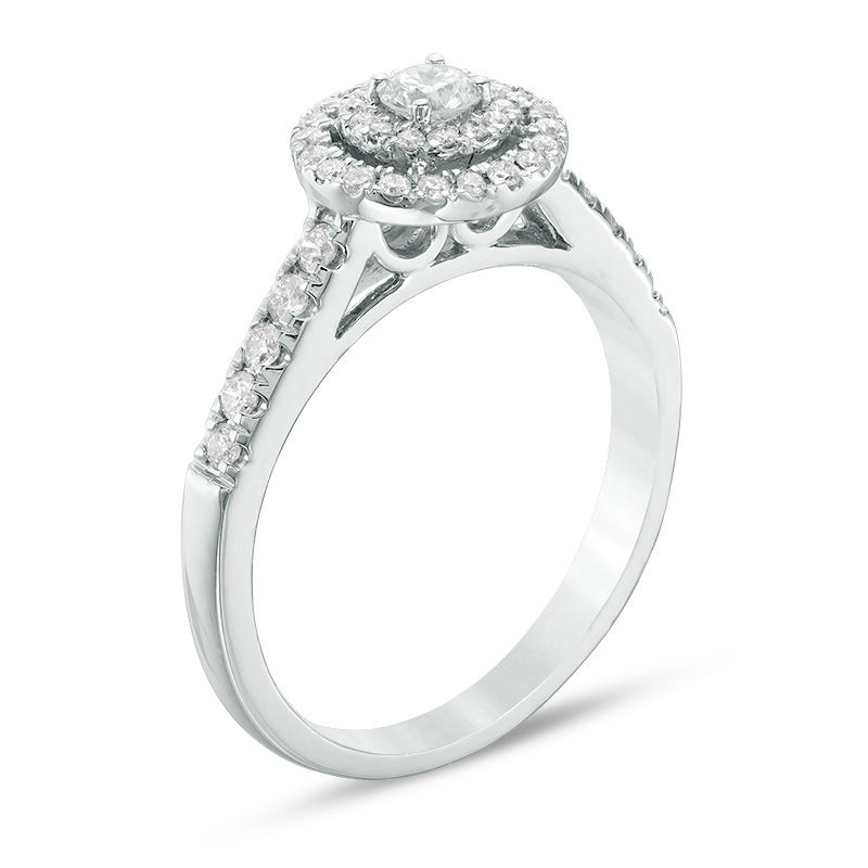 Main Image 2 of 1/2 CT. T.W. Diamond Double Frame Engagement Ring in 14K White Gold