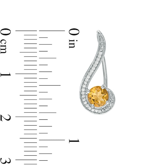 5.0mm Citrine and Diamond Accent Swirl Crawler Earrings in Sterling Silver