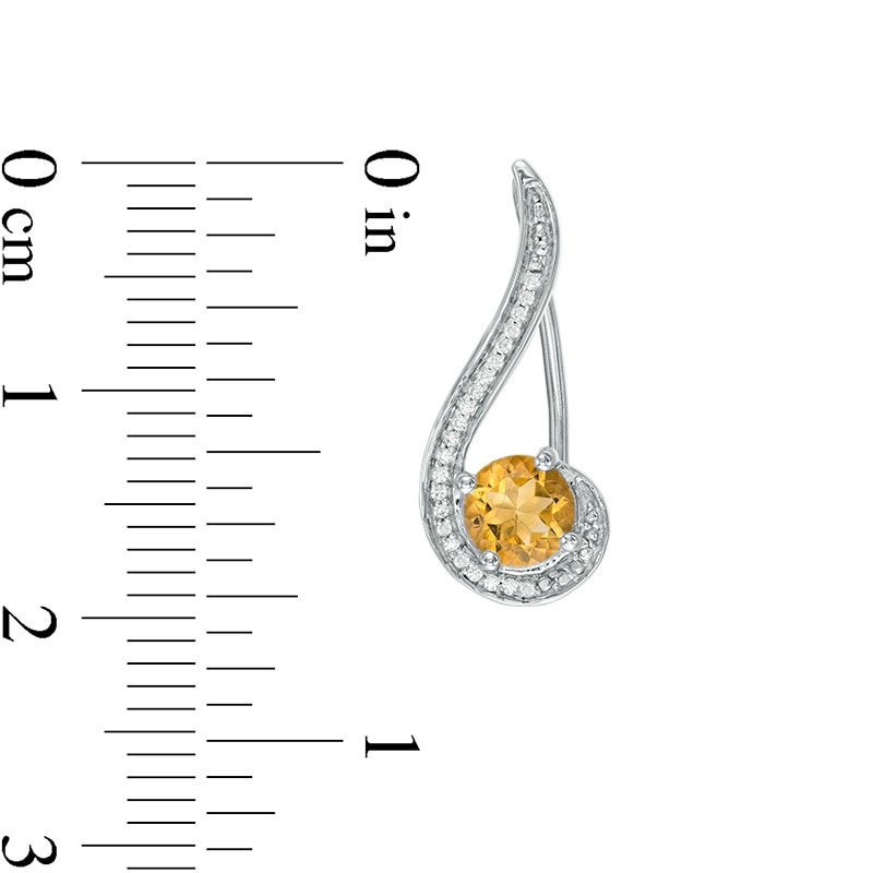Main Image 2 of 5.0mm Citrine and Diamond Accent Swirl Crawler Earrings in Sterling Silver