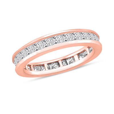 Rose gold channel set diamond band discount