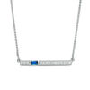 Thumbnail Image 0 of Vera Wang Love Collection Baguette Blue Sapphire and 1/15 CT. T.W. Diamond Bar Necklace in 14K White Gold - 19"