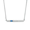Thumbnail Image 1 of Vera Wang Love Collection Baguette Blue Sapphire and 1/15 CT. T.W. Diamond Bar Necklace in 14K White Gold - 19"