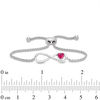 Thumbnail Image 2 of 5.0mm Heart-Shaped Lab-Created Ruby and White Sapphire Infinity Bolo Bracelet in Sterling Silver - 8.5"