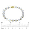 Thumbnail Image 1 of 7.0-7.5mm Oval Freshwater Cultured Pearl and 10K Gold Bead Strand Bracelet-7.5"
