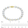 Thumbnail Image 2 of 7.0-7.5mm Oval Freshwater Cultured Pearl and 10K Gold Bead Strand Bracelet-7.5"