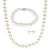Thumbnail Image 1 of 7.0-7.5mm Freshwater Cultured Pearl Strand Necklace, Bracelet and Stud Earrings Set in Sterling Silver-7.5"