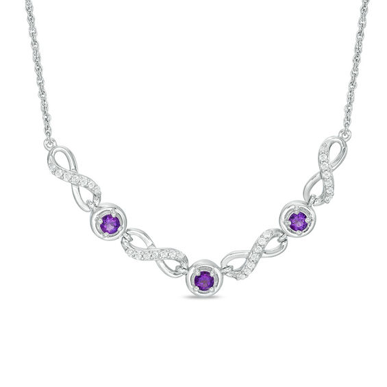 Amethyst and 1/5 CT. T.W. Diamond Three Stone Infinity Symbol Necklace