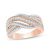 Thumbnail Image 0 of 1/2 CT. T.W. Diamond Layered Crossover Vintage-Style Ring in 10K Rose Gold