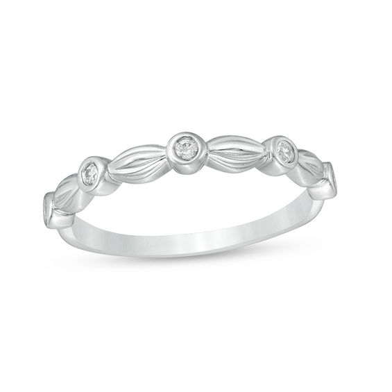 Diamond Accent Alternating Marquise and Round Bubble Band in 10K White Gold