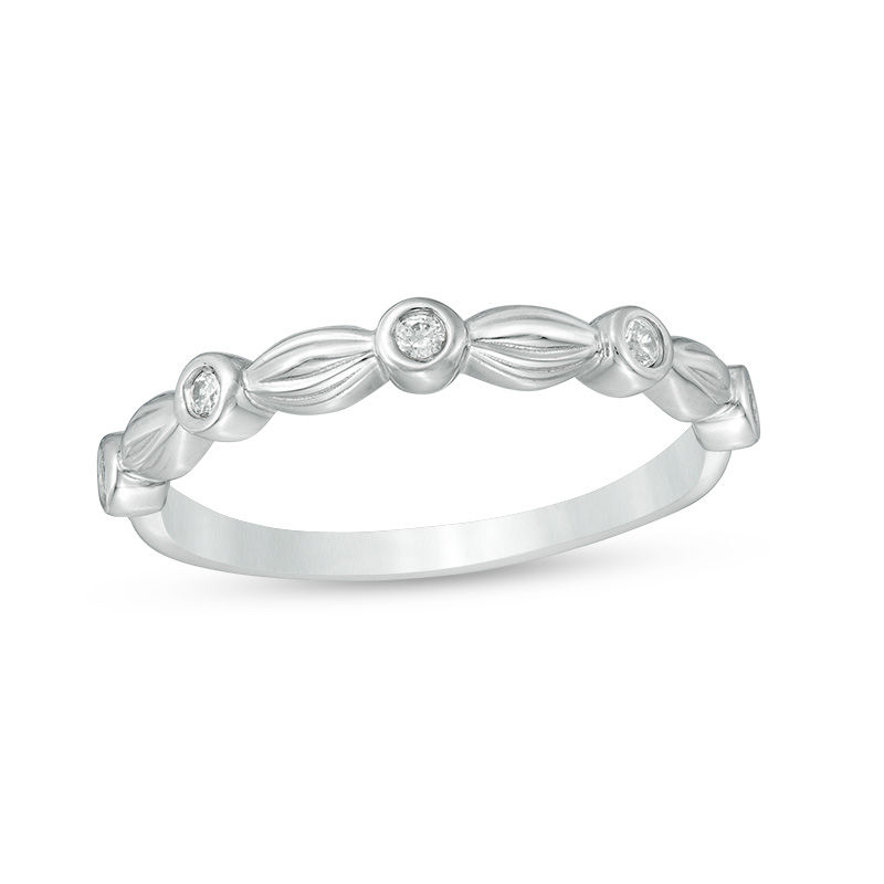 Main Image 1 of Diamond Accent Alternating Marquise and Round Bubble Band in 10K White Gold