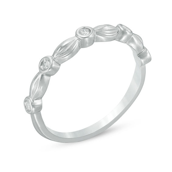 Diamond Accent Alternating Marquise and Round Bubble Band in 10K White Gold