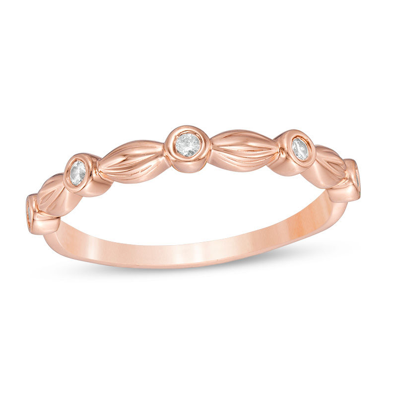 Diamond Accent Alternating Marquise and Round Bubble Band in 10K Rose Gold