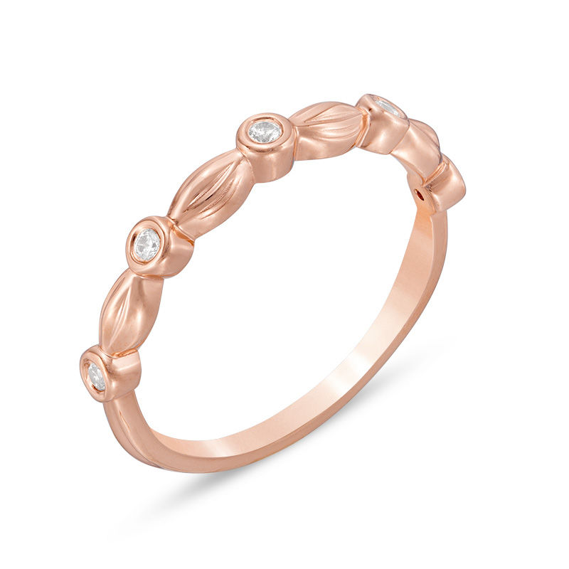 Diamond Accent Alternating Marquise and Round Bubble Band in 10K Rose Gold