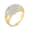 Thumbnail Image 2 of 1/2 CT. T.W. Baguette and Round Diamond Layered Crossover Ring in 14K Gold