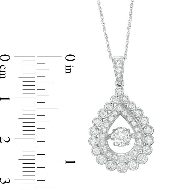 Main Image 2 of 3/4 CT. T.W. Diamond Pear-Shaped Scalloped Frame Pendant in 14K White Gold