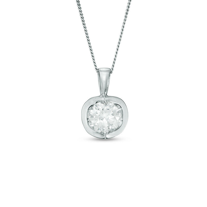 1/3 CT. Certified Canadian Diamond Solitaire Tension Pendant in 14K White Gold (I/I2) - 17"