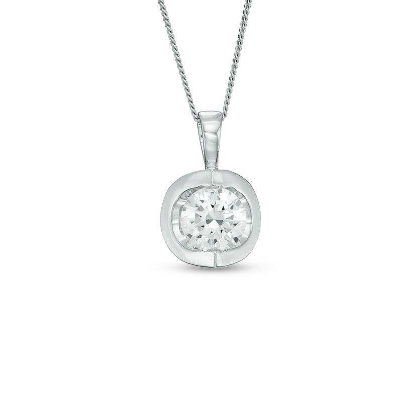 1/2 CT. Certified Canadian Diamond Solitaire Tension Pendant in 14K White Gold (I/I2) - 17"