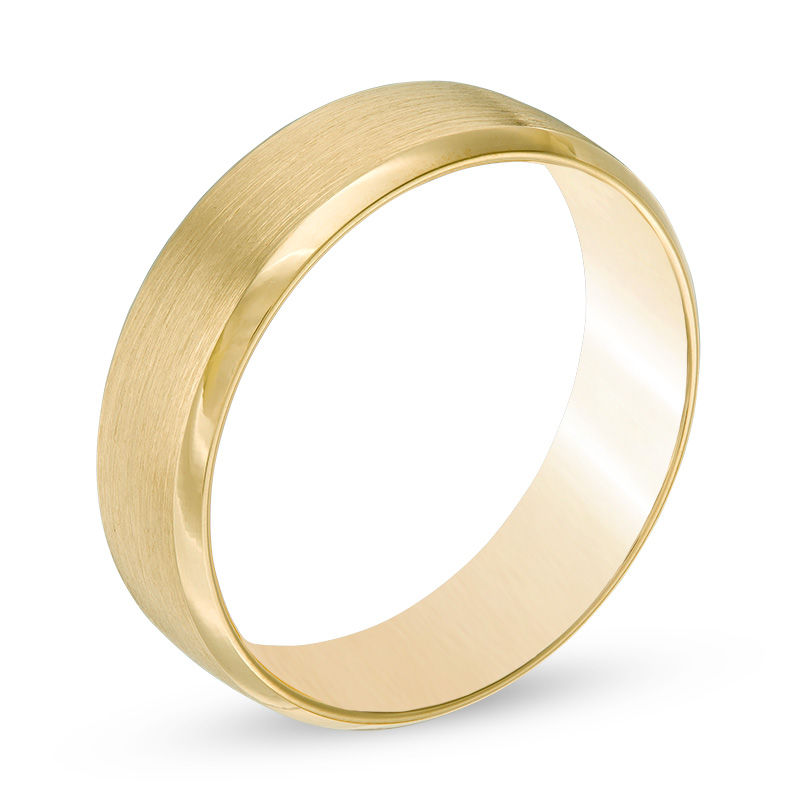 Men's 6.0mm Comfort-Fit Brushed Center Wedding Band in 10K Gold - Size 10