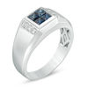 Thumbnail Image 2 of Men's Quad Square Sapphire and 1/8 CT. T.W. Diamond Ring in 10K White Gold