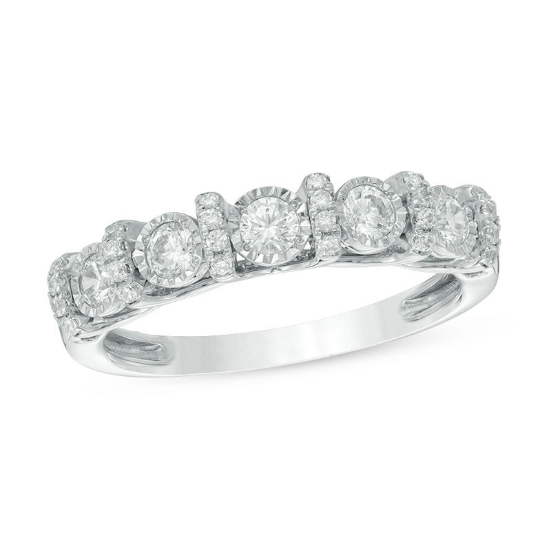 Main Image 1 of 1/2 CT. T.W. Diamond Wedding Band in 10K White Gold
