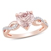 8.0mm Heart-Shaped Morganite and 1/15 CT. T.W. Diamond Infinity Shank Ring in 10K Rose Gold