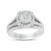 Thumbnail Image 1 of 3/4 CT. T.W. Composite Diamond Cushion Frame Split Shank Bridal Set in 14K White Gold