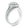 Thumbnail Image 2 of 3/4 CT. T.W. Composite Diamond Cushion Frame Split Shank Bridal Set in 14K White Gold