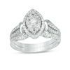 Thumbnail Image 1 of 3/4 CT. T.W. Marquise Multi-Diamond Frame Bridal Set in 14K White Gold