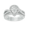Thumbnail Image 1 of 3/4 CT. T.W. Composite Diamond Pear-Shaped Frame Split Shank Bridal Set in 14K White Gold