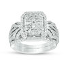 Thumbnail Image 1 of 1-1/8 CT. T.W. Composite Diamond Rectangle Frame Twist Bridal Set in 14K White Gold