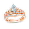 Thumbnail Image 1 of Marquise Aquamarine and 1/5 CT. T.W. Diamond Bridal Set in 10K Rose Gold