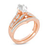 Thumbnail Image 1 of Lab-Created Marquise White Sapphire and 1/5 CT. T.W. Diamond Bridal Set in 10K Rose Gold