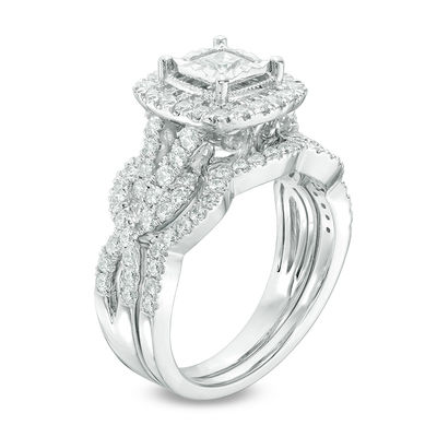 princess cut blue sapphire diamond 1.5ct bridal wedding ring 14k white gold over 