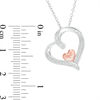 Thumbnail Image 2 of Diamond Accent Tilted Double Heart Pendant in Sterling Silver with 14K Rose Gold Plate