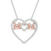 Thumbnail Image 1 of Diamond Accent &quot;MOM&quot; Double Heart Pendant in Sterling Silver with 14K Rose Gold Plate