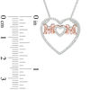 Thumbnail Image 2 of Diamond Accent &quot;MOM&quot; Double Heart Pendant in Sterling Silver with 14K Rose Gold Plate