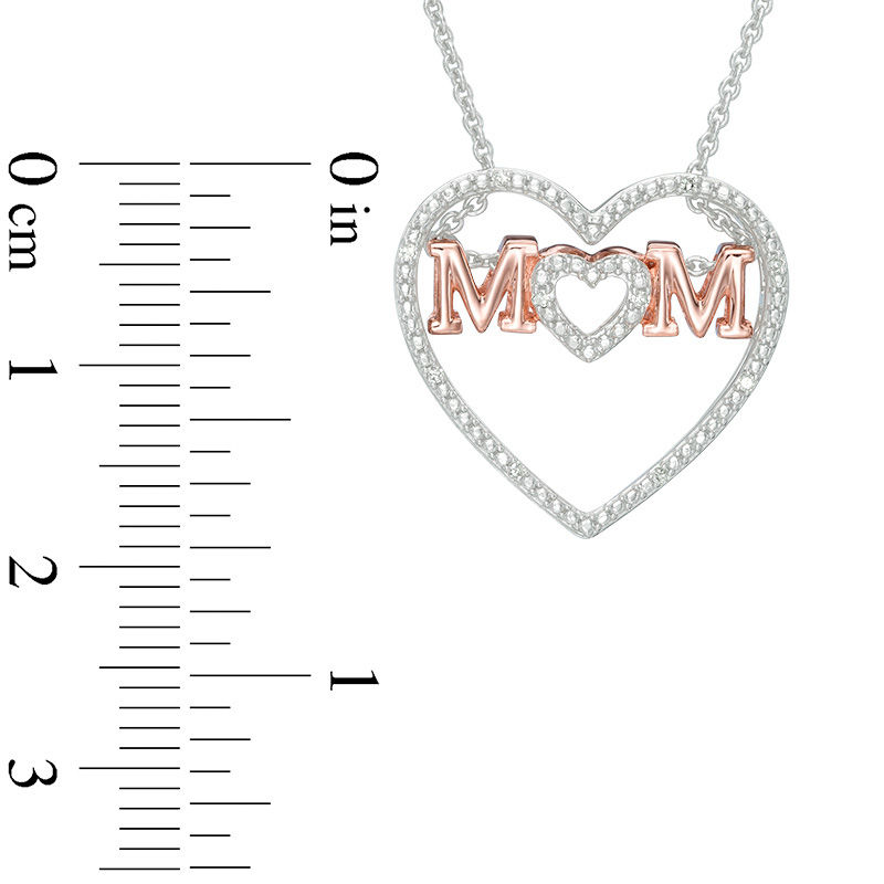 Main Image 2 of Diamond Accent &quot;MOM&quot; Double Heart Pendant in Sterling Silver with 14K Rose Gold Plate