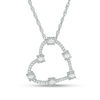 Thumbnail Image 1 of 1/5 CT. T.W. Diamond Station Heart Pendant in 10K White Gold
