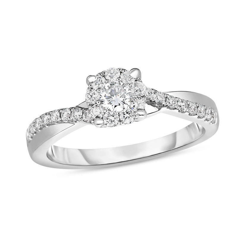 1/3 CT. T.W. Diamond Twist Engagement Ring in 10K White Gold | Zales