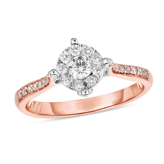 3/8 CT. T.W. Diamond Frame Engagement Ring in 10K Rose Gold ...